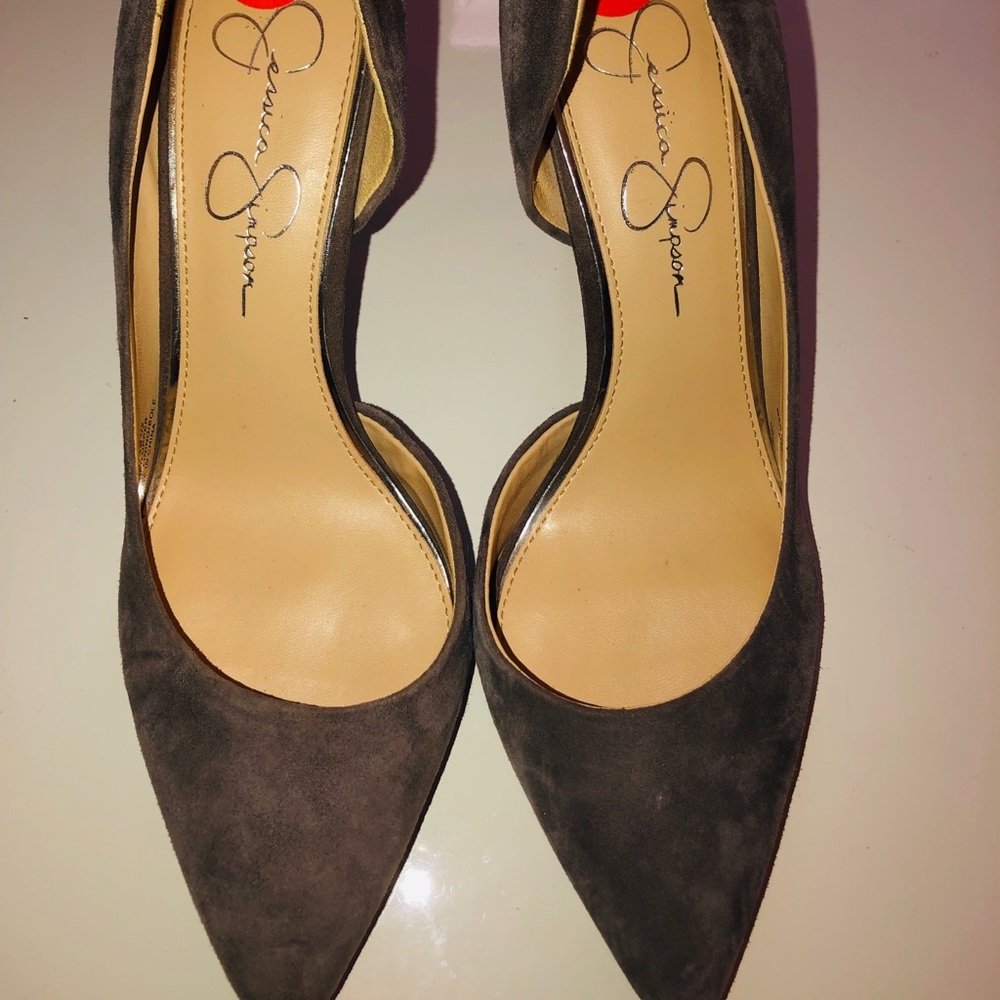 Grey suede heels